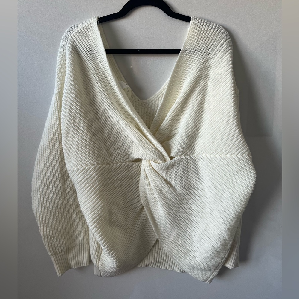 TALL Cream Knit Cross-back Sweater